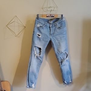 Zara Premium Denim Ripped Boyfriend Jeans